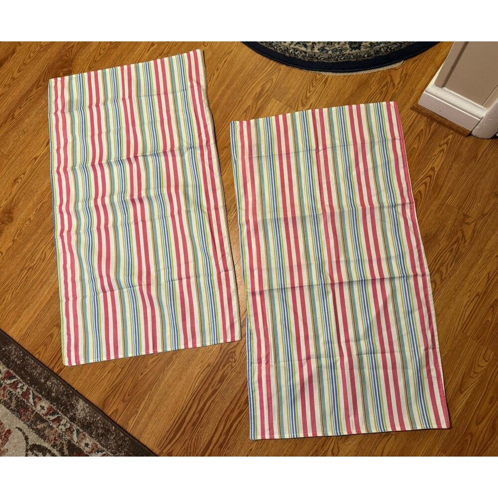 TOMMY HILFIGER Stripe Sham King Size  Size Pink Blue Lime Cotton Zip Closure 2